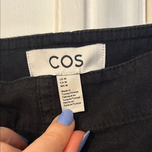 COS Barrel Leg Black Overalls Cotton Dungaree Jumpsuit Bib Women’s Medium M
